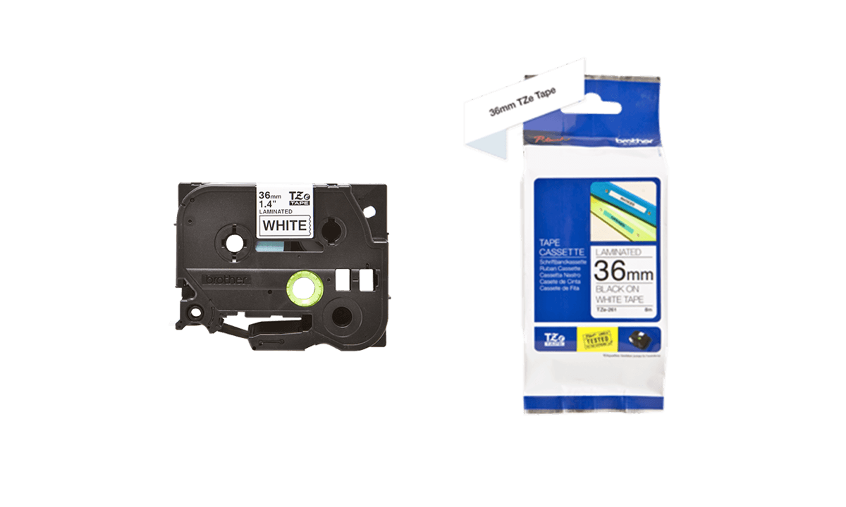 Brother P-touch Tapes, 36 mm, Black On White Tape