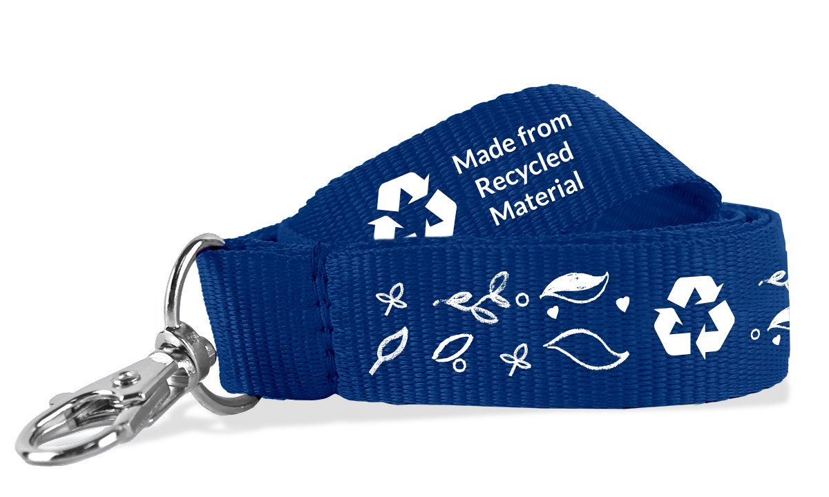 Custom Recycled P. E. T. Lanyards One-Colour Print PDC