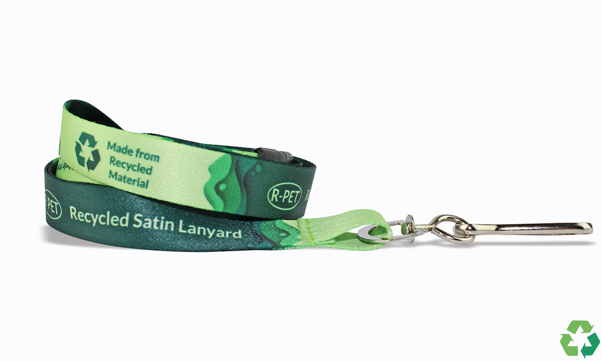 Custom 15mm Recycled P. E. T. Satin Lanyards - Full-Colour Print PDC