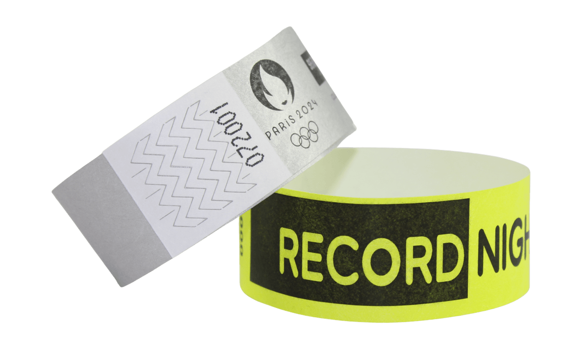 Black Print Tyvek wristbands 25 mm