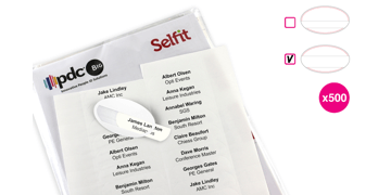 Double line Selfit® Inserts, 70 x 18 mm with curved edges, White, 500 inserts