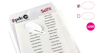 Single line Selfit® Inserts, 70 x 12 mm with curved edges, White, 500 inserts