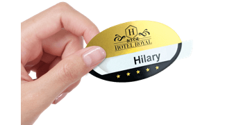 Reusable Selfit® PRO Single line Name Badges, 70 x 40 mm, Oval shape